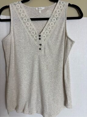 Maurices Cream Lace-Trim Ribbed Tank